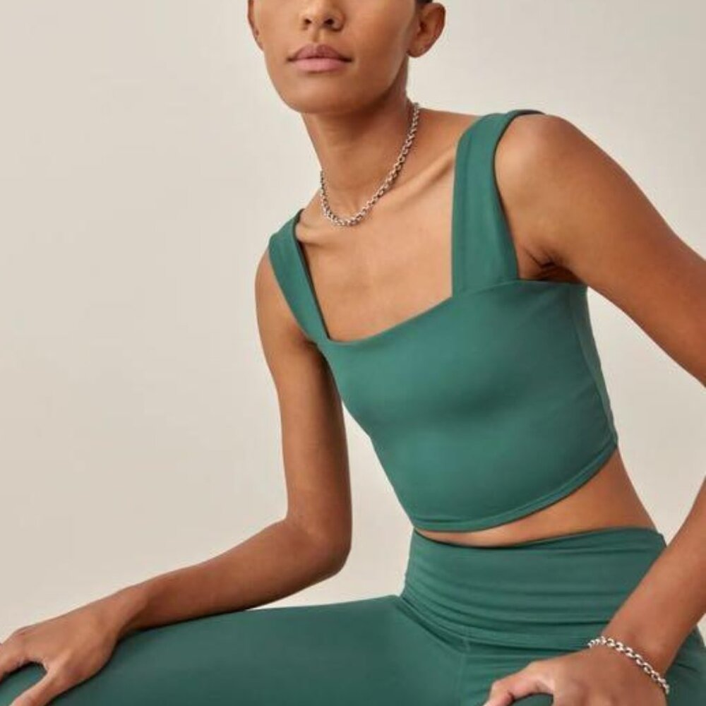 Reformation Lily Ecomove Cropped Tank, Pine, Medium